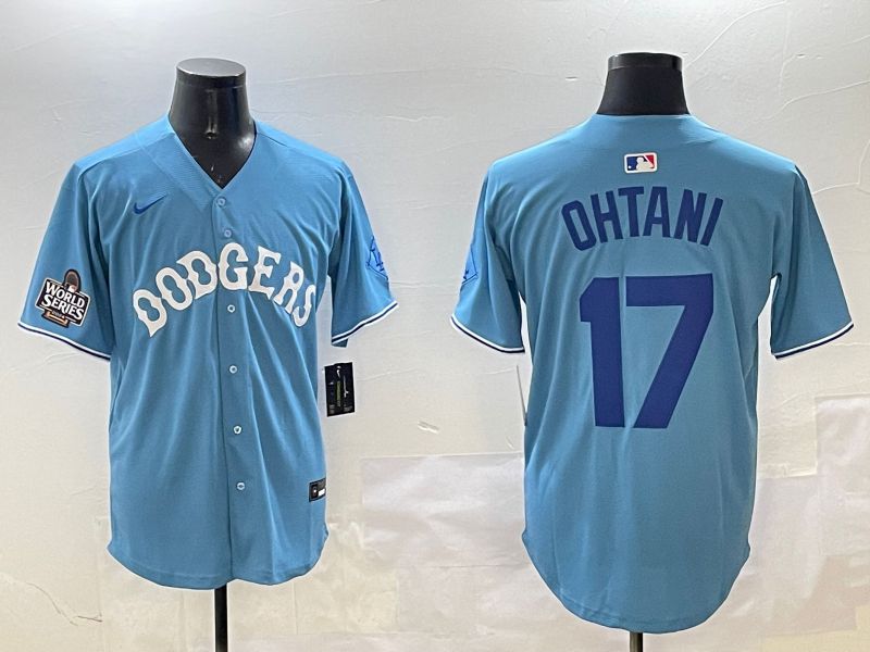 Men Los Angeles Dodgers #17 Ohtani Light Blue Throwback Game 2025 Nike MLB Jersey style 2->los angeles dodgers->MLB Jersey